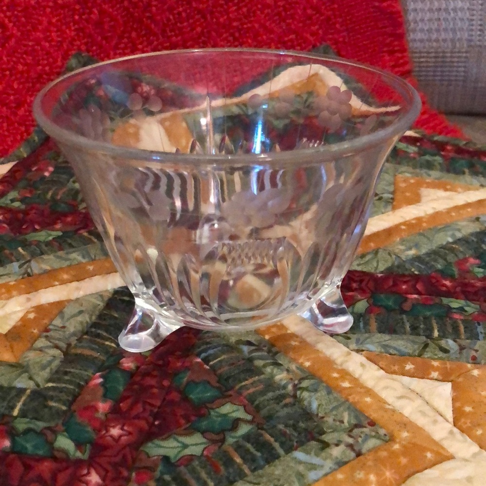 Vintage depression glass candy dish